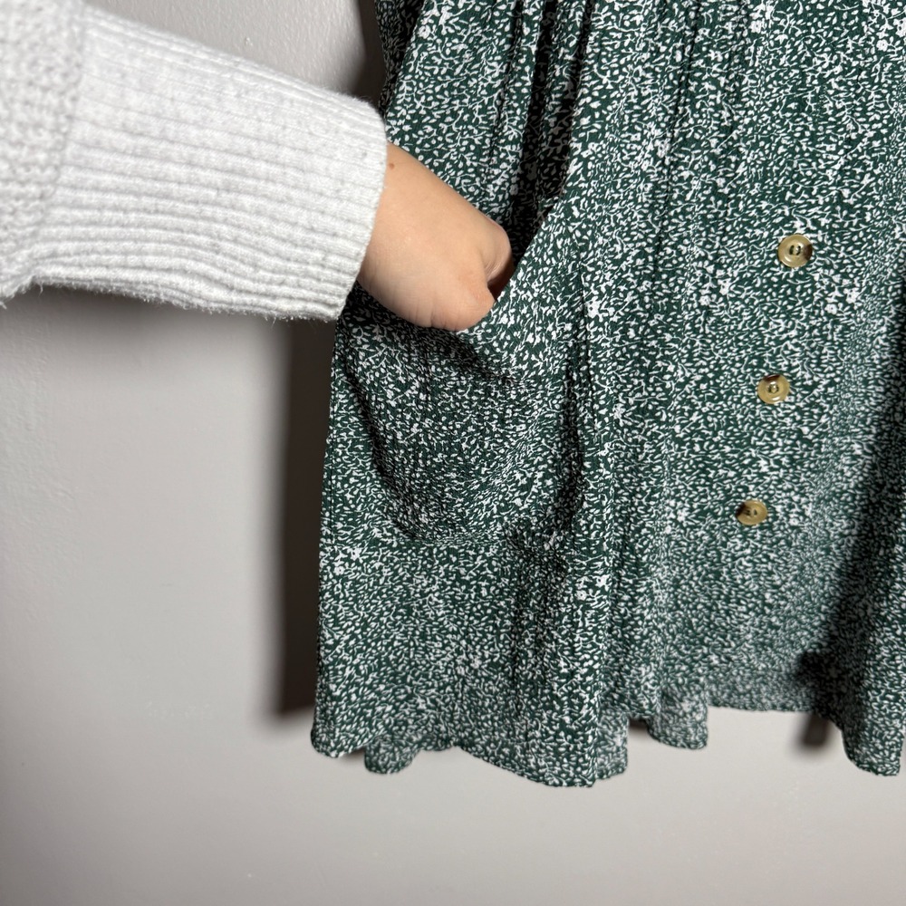 Princess Polly Womens Mini Shirt Dress 6 Green Floral Button Up Brunch Flowy - Picture 7 of 10